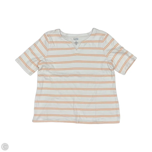 Top Short Sleeve By Croft And Barrow In Pink & White, Size: Xl