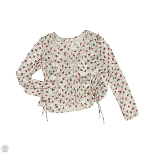 Blouse 3/4 Sleeve By Free People In Cream & Red, Size: L