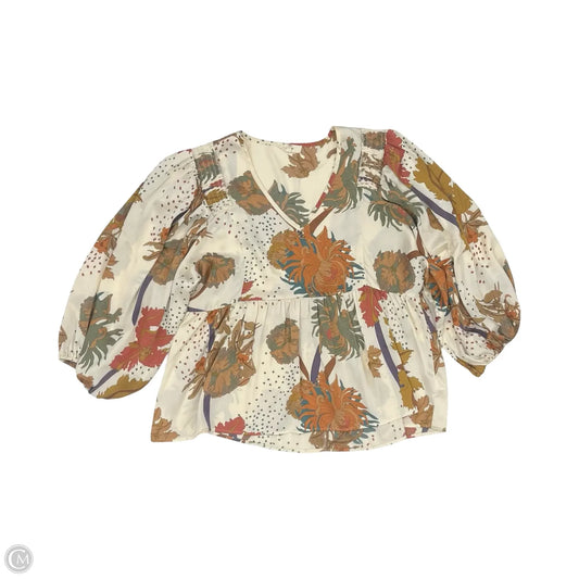Blouse Long Sleeve By Entro In Cream & Tan, Size: S