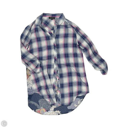 Blouse Long Sleeve By Melissa Paige In Blue & Pink, Size: M