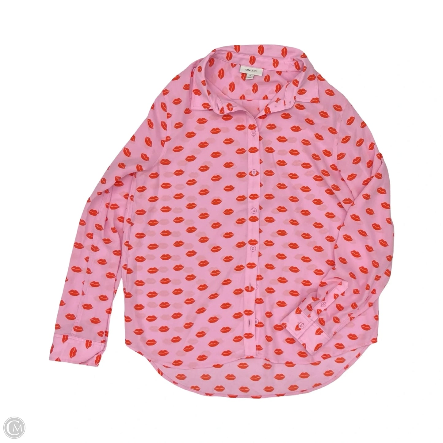 Blouse Long Sleeve By On 34th In Orange & Pink, Size: M