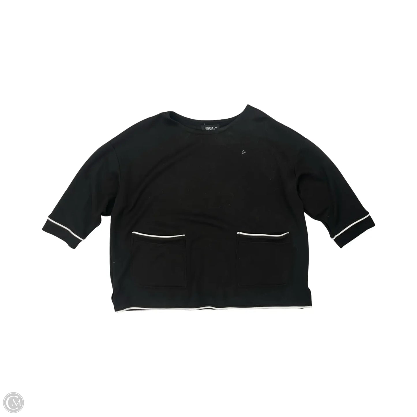 Top 3/4 Sleeve By Jones And Co In Black & White, Size: 1x