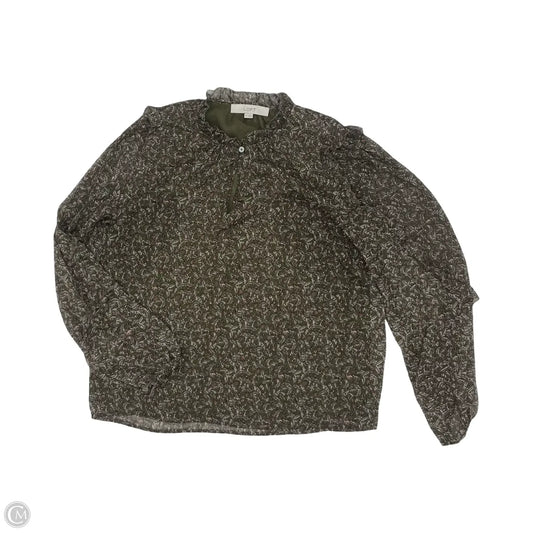 Blouse Long Sleeve By Loft In Green, Size: Xs