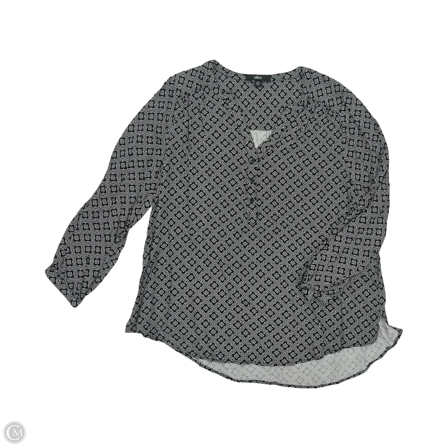 Blouse Long Sleeve By Ellos In Black & White, Size: 1x