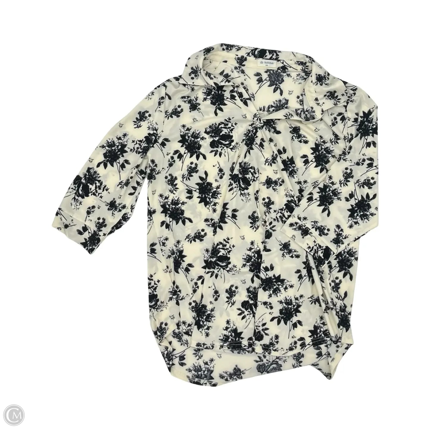 Blouse 3/4 Sleeve By Clothes Mentor In Black & Cream, Size: 2x