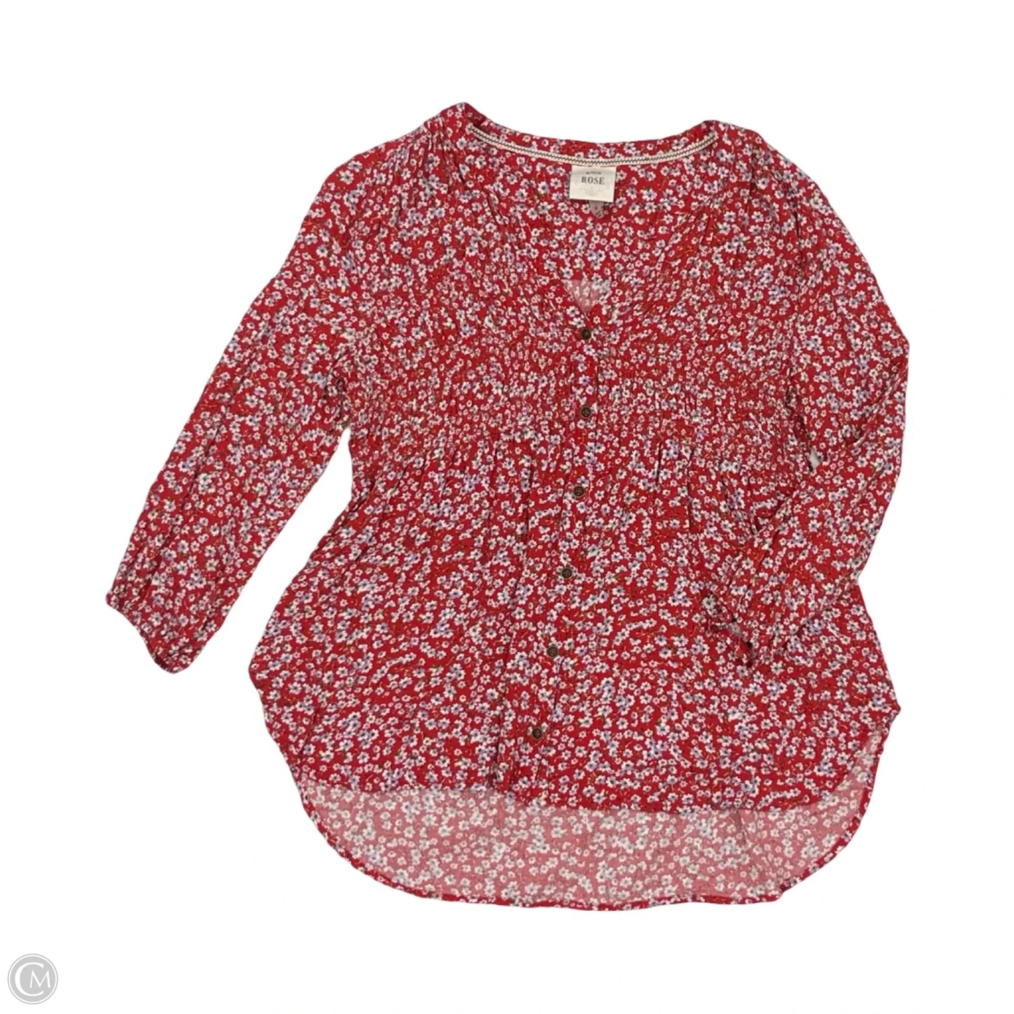 Blouse Long Sleeve By Knox Rose In Red & White, Size: M