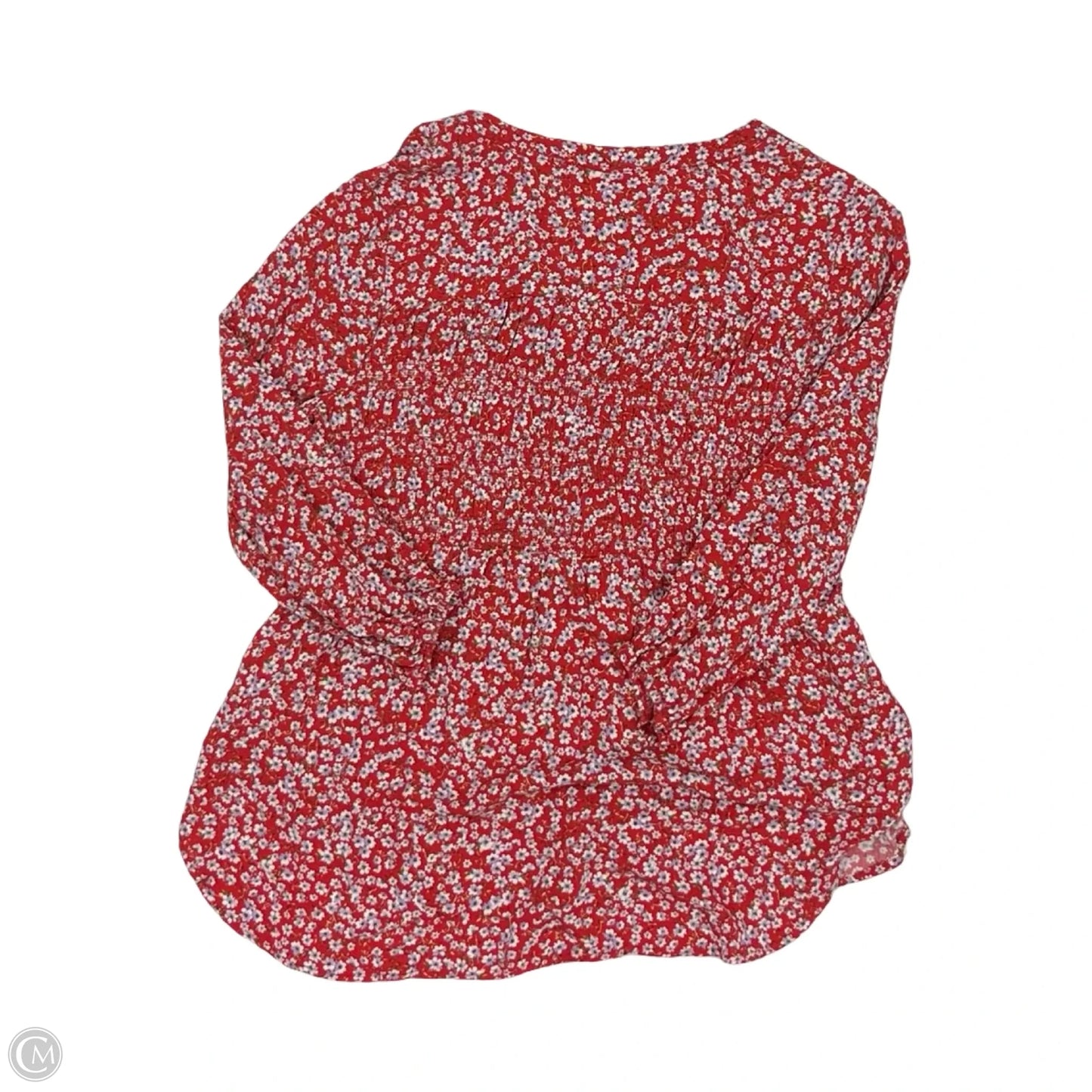 Blouse Long Sleeve By Knox Rose In Red & White, Size: M
