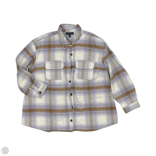 Jacket Shirt By Lane Bryant In Blue & Tan, Size: 1x