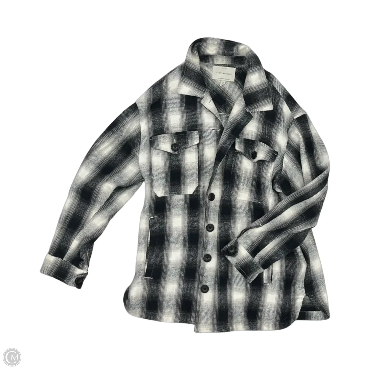 Jacket Shirt By Lucky & Blessed In Black & Grey, Size: M