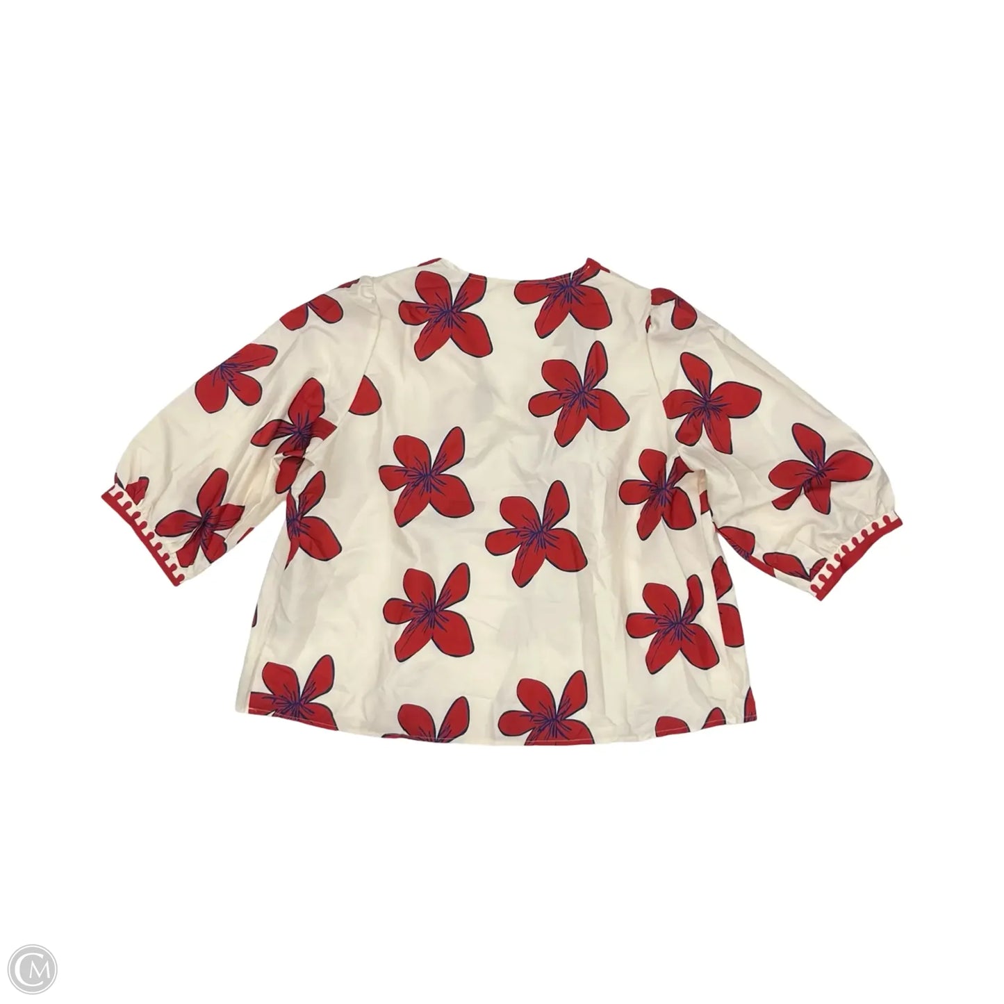 Blouse 3/4 Sleeve By Shein In Cream & Red, Size: 2x
