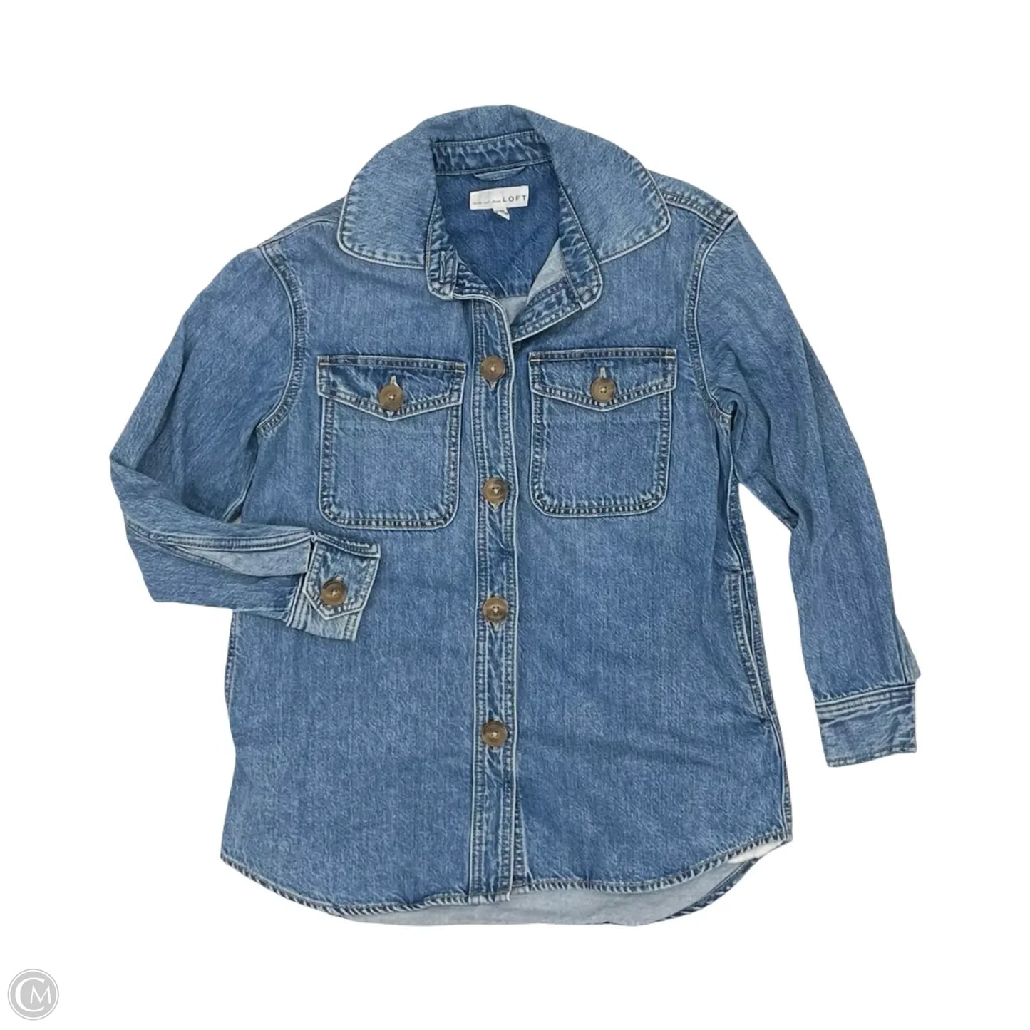 Jacket Denim By Loft In Blue Denim, Size: Xxs