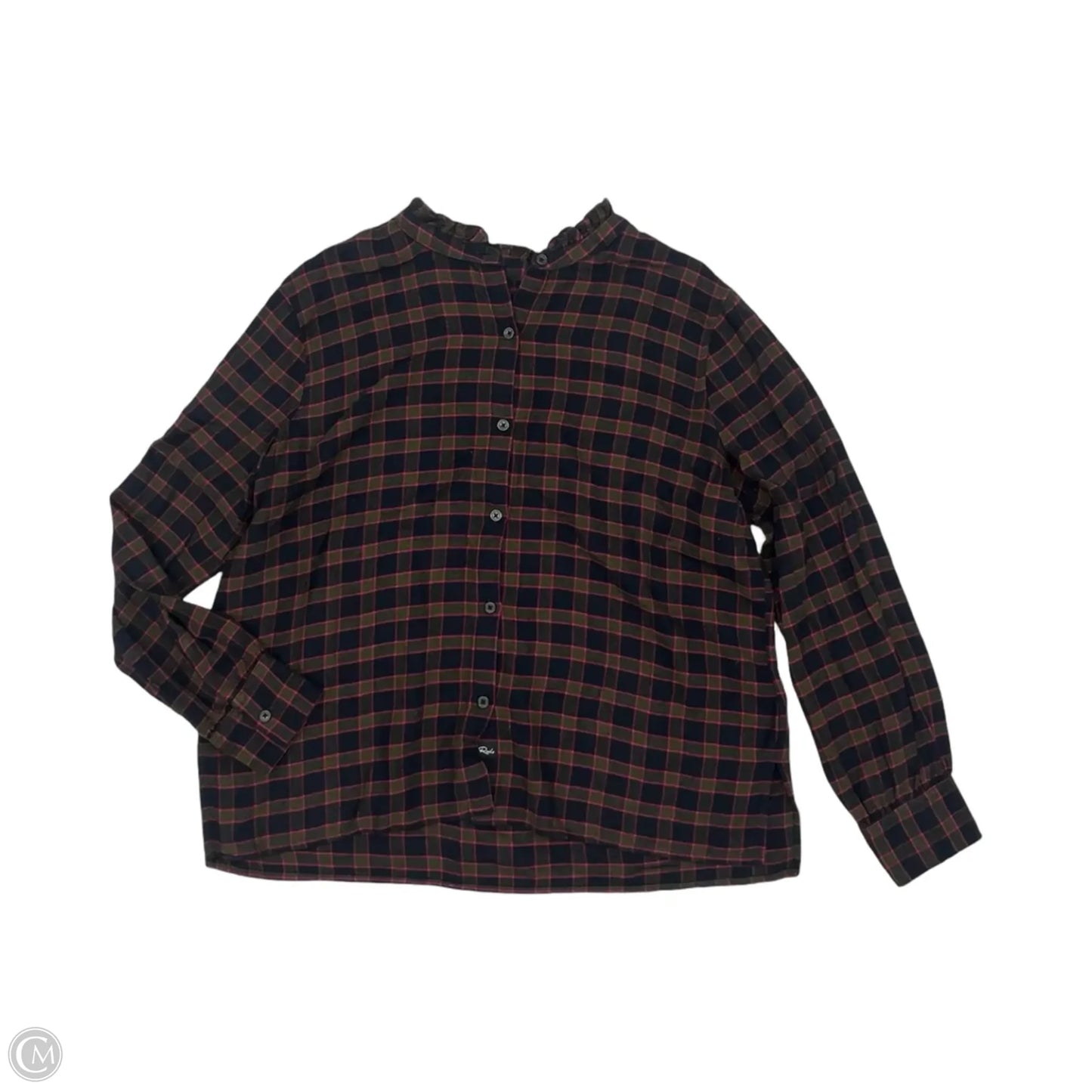 Blouse Long Sleeve By Rails In Blue & Green, Size: L