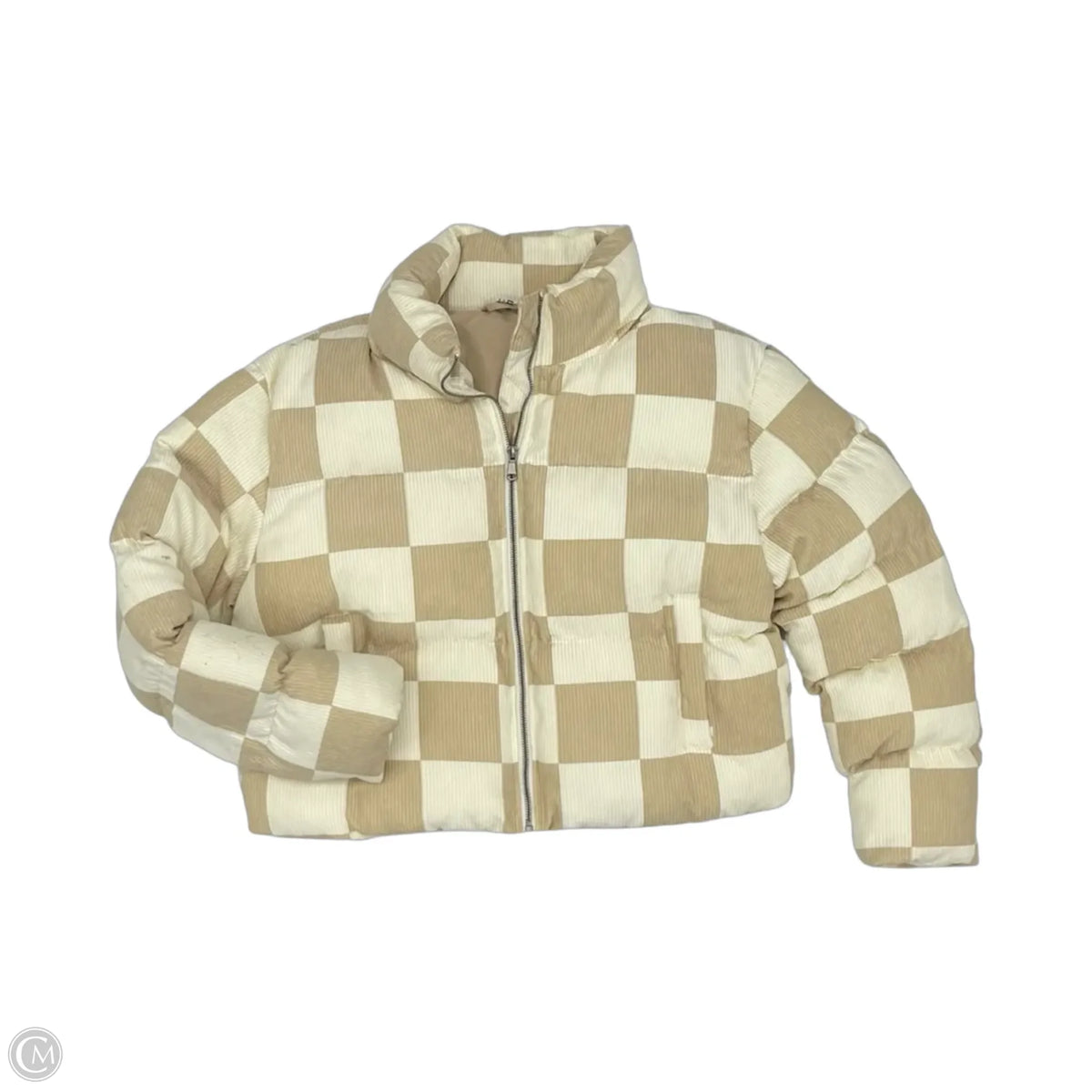 Coat Puffer & Quilted By Double Zero In Cream & Tan, Size: S