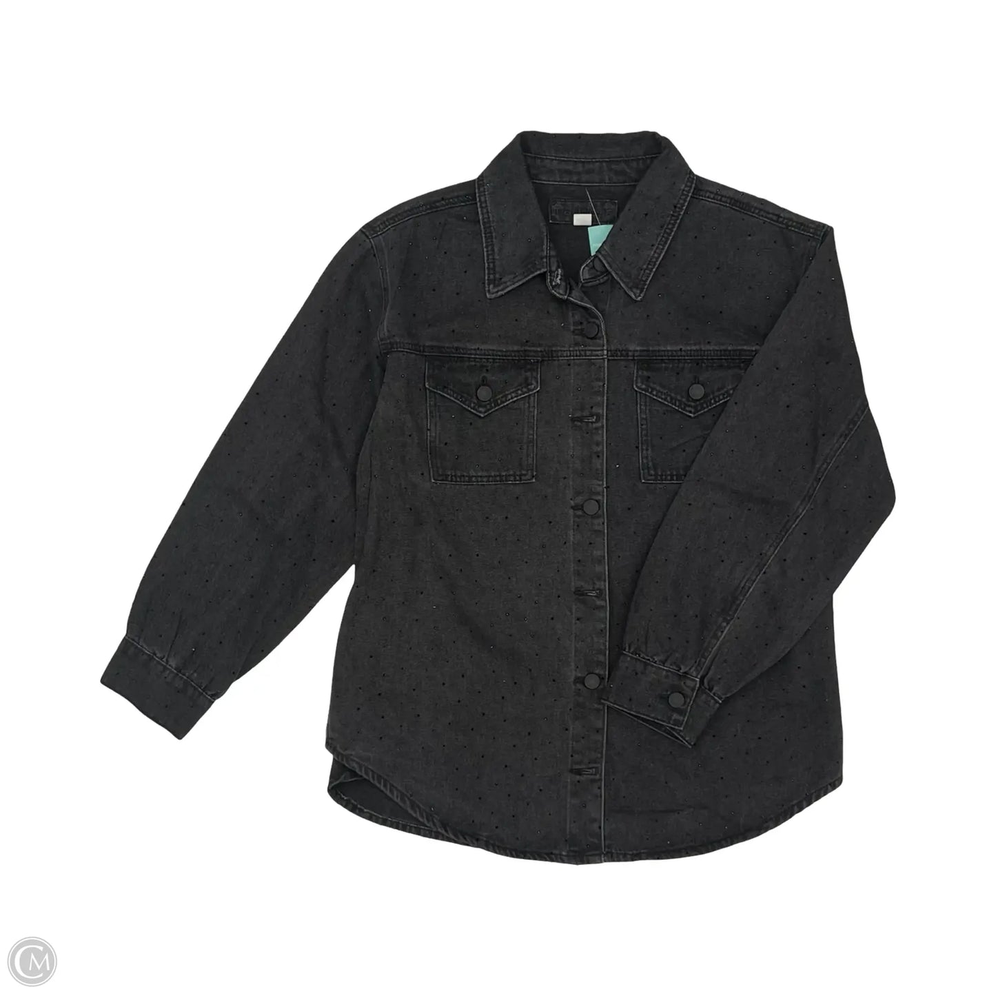 Jacket Shirt By Maurices In Black Denim, Size: L