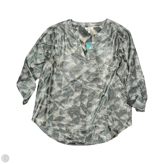Blouse 3/4 Sleeve By Maurices In Cream & Grey, Size: L