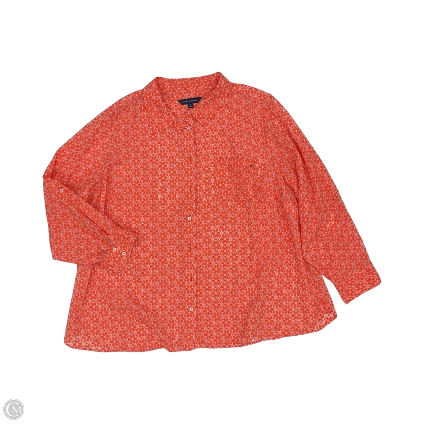 Blouse Long Sleeve By Tommy Hilfiger In Orange, Size: 2x