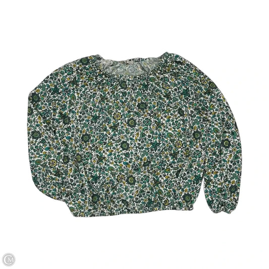 Blouse Long Sleeve By Loft In Green & White, Size: S