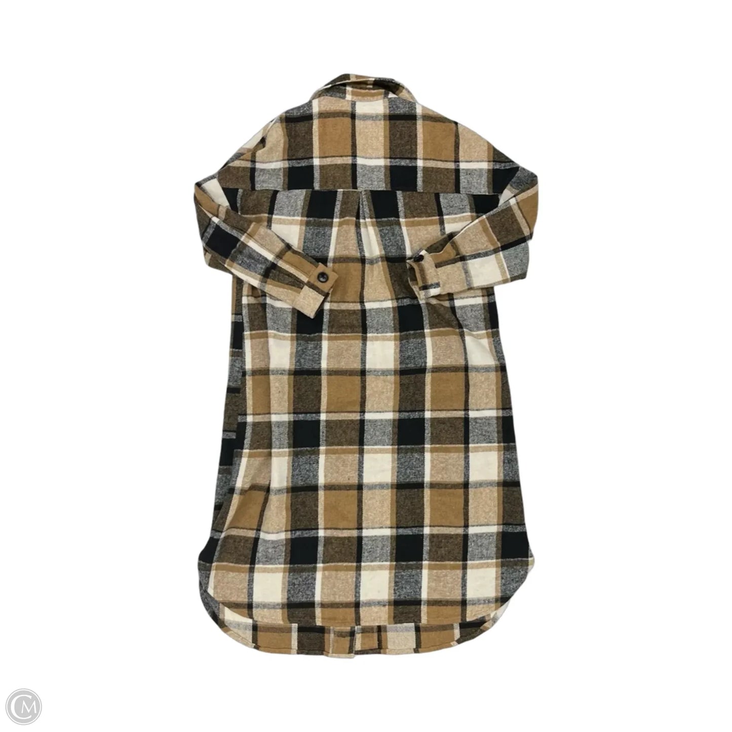 Jacket Shirt By Clothes Mentor In Black & Tan, Size: M