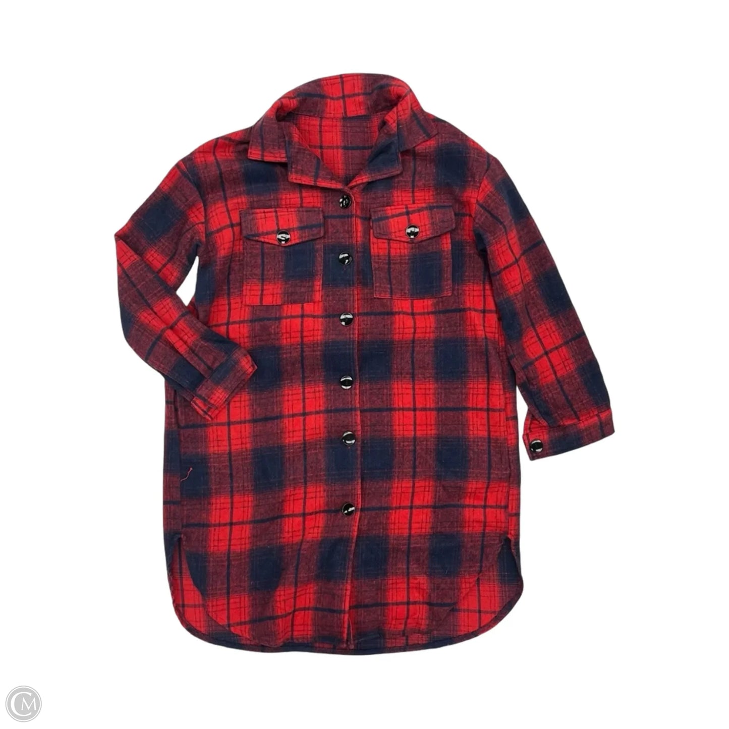 Jacket Shirt By Clothes Mentor In Blue & Red, Size: M
