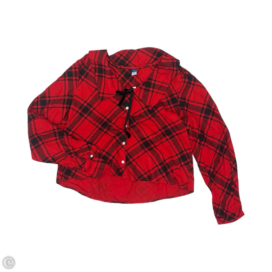 Blouse Long Sleeve By Old Navy In Black & Red, Size: M
