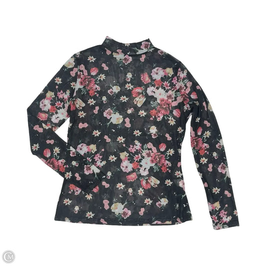 Blouse Long Sleeve By Clothes Mentor In Black & Pink, Size: L
