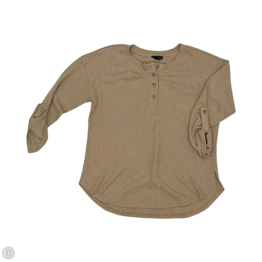 Top Long Sleeve By Blu Pepper In Tan, Size: M