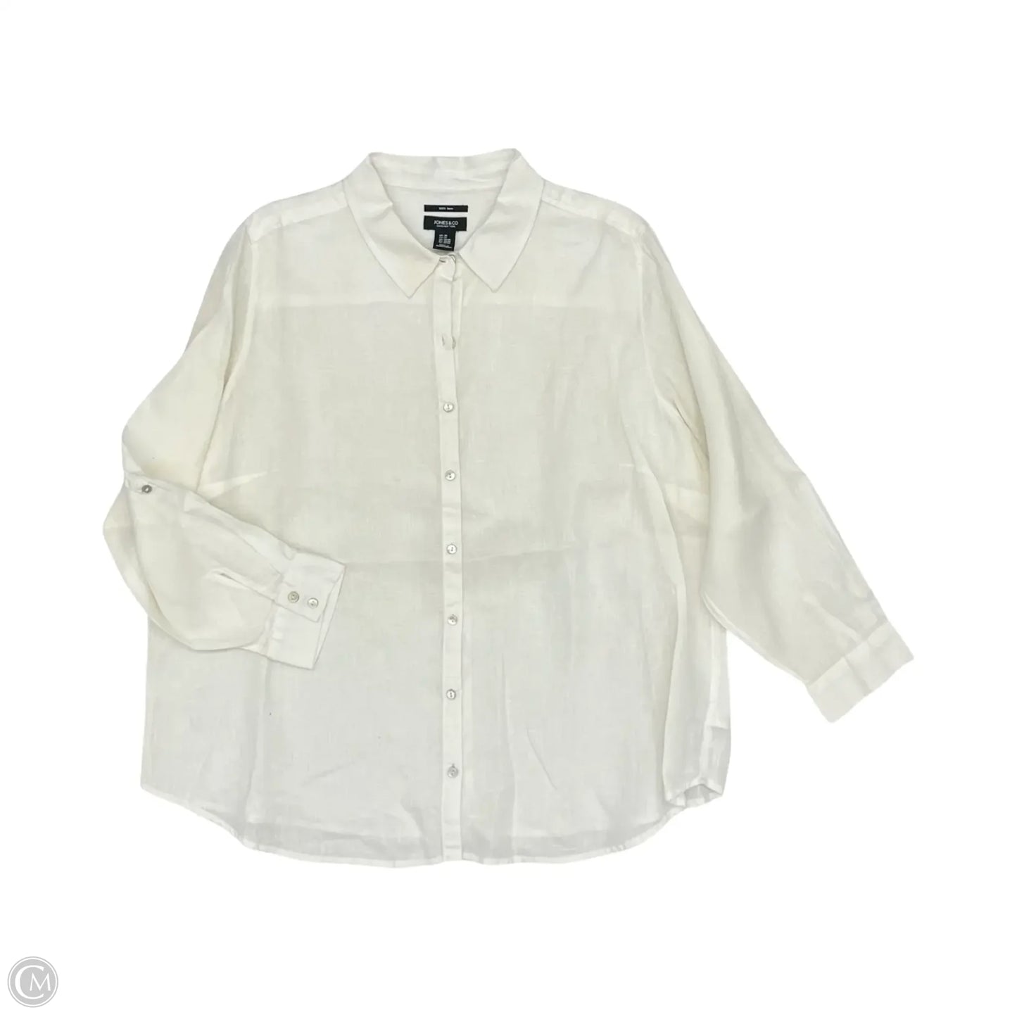 Blouse Long Sleeve By Jones And Co In White, Size: 2x