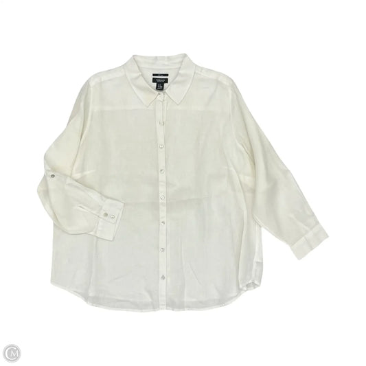 Blouse Long Sleeve By Jones And Co In White, Size: 2x