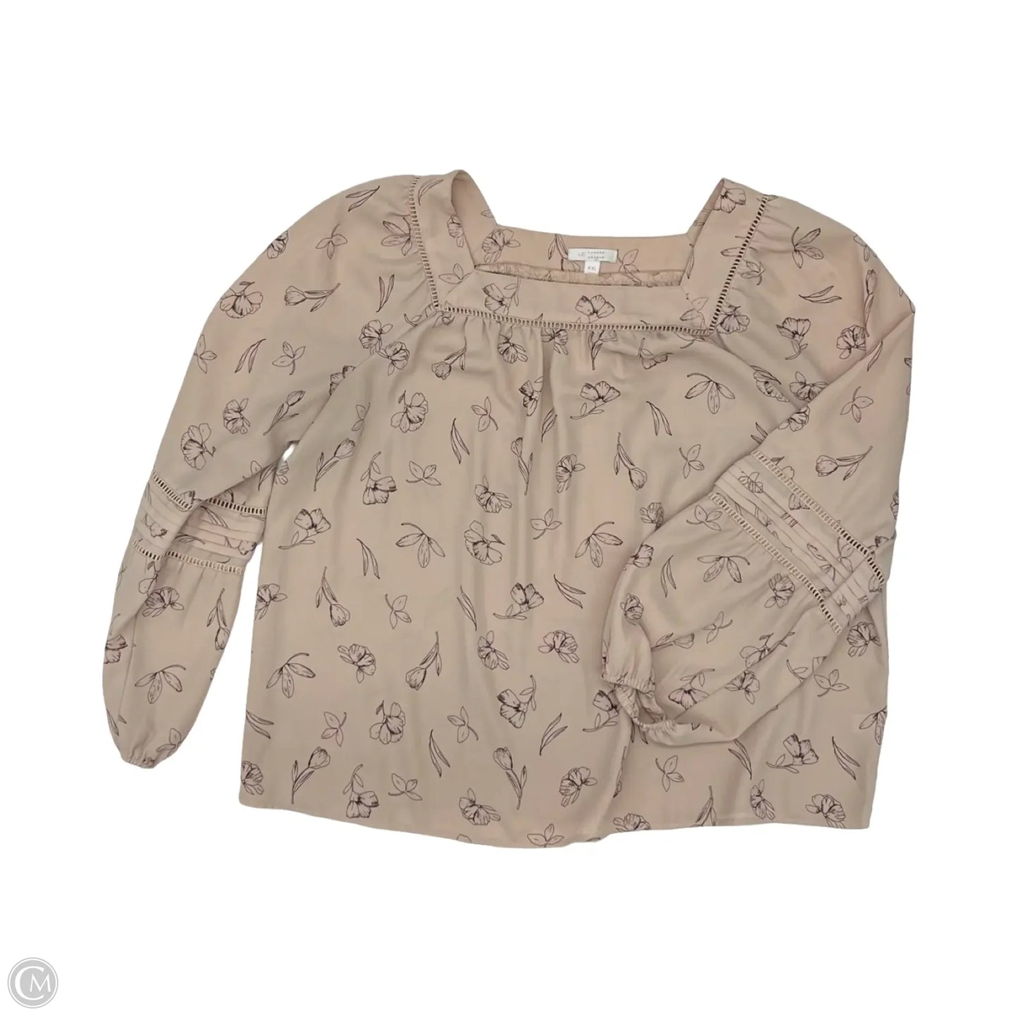 Blouse Long Sleeve By Lc Lauren Conrad In Tan, Size: Xxl