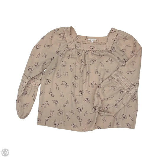 Blouse Long Sleeve By Lc Lauren Conrad In Tan, Size: Xxl
