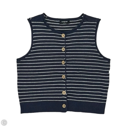 Vest Sweater By Clothes Mentor In Blue & White, Size: M