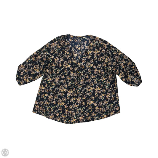 Blouse 3/4 Sleeve By Shein In Blue & Gold, Size: 1x