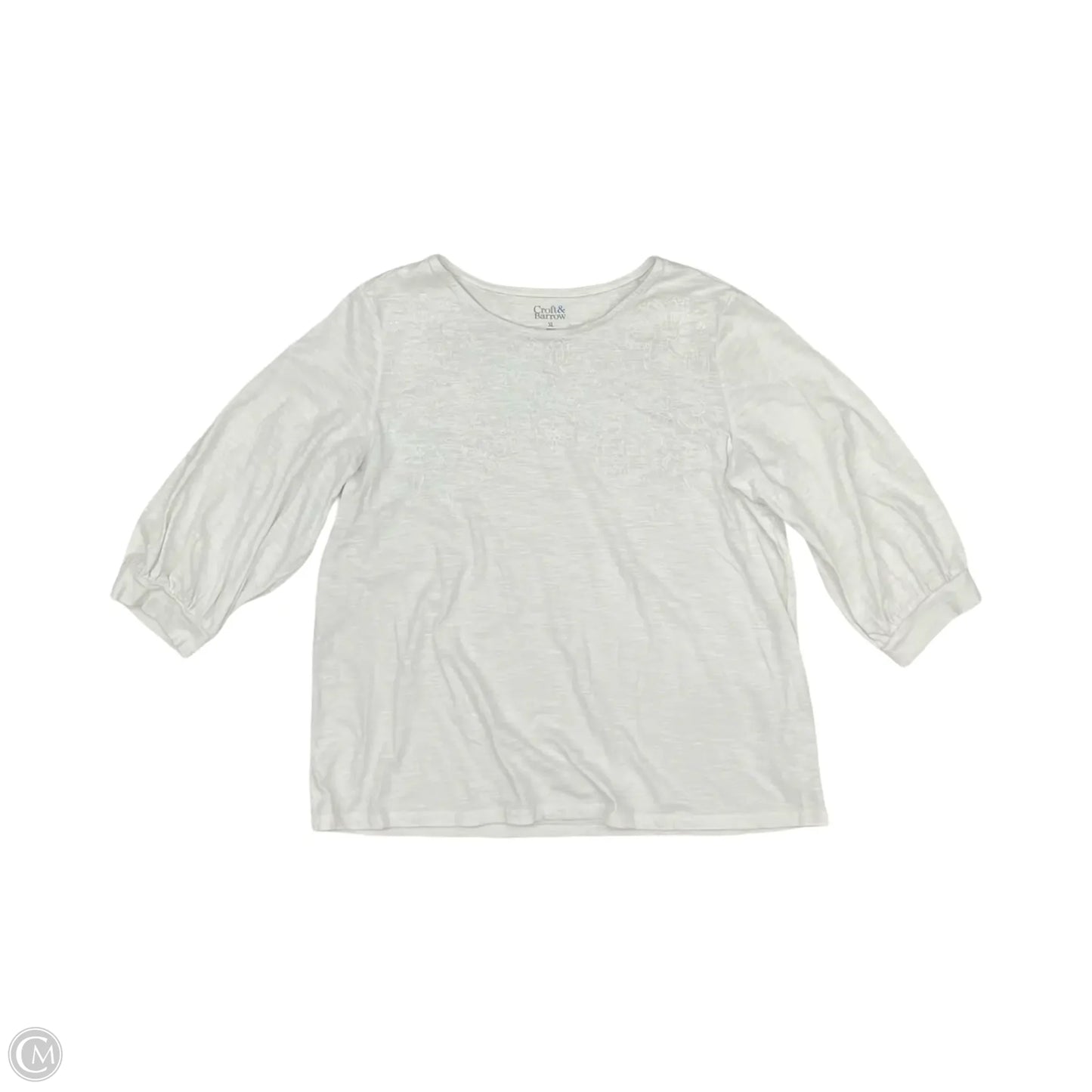 Top 3/4 Sleeve By Croft And Barrow In White, Size: Xl
