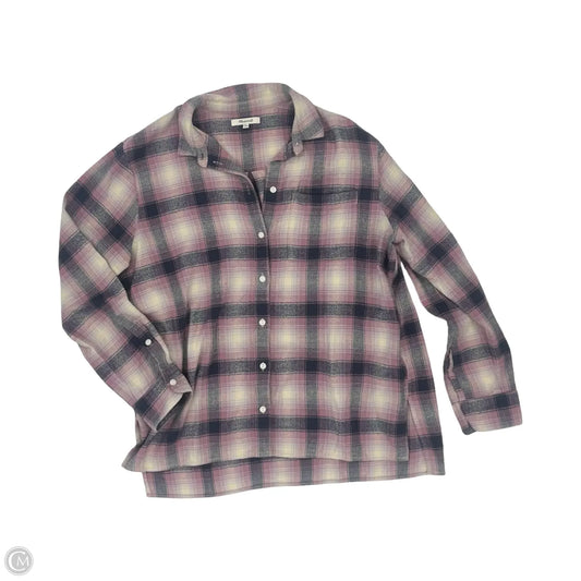 Blouse Long Sleeve By Madewell In Blue & Pink, Size: M