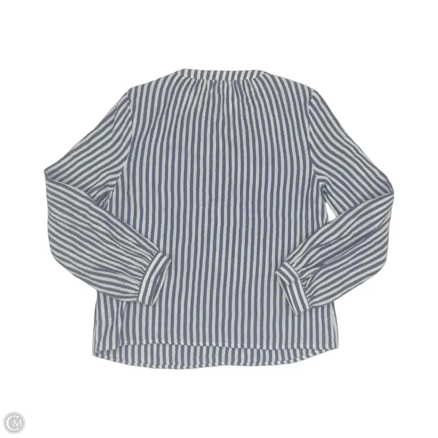 Blouse Long Sleeve By Universal Thread In Blue & White, Size: S