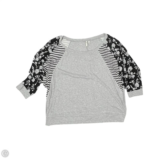 Top 3/4 Sleeve By Cato In Black & Grey, Size: 3x