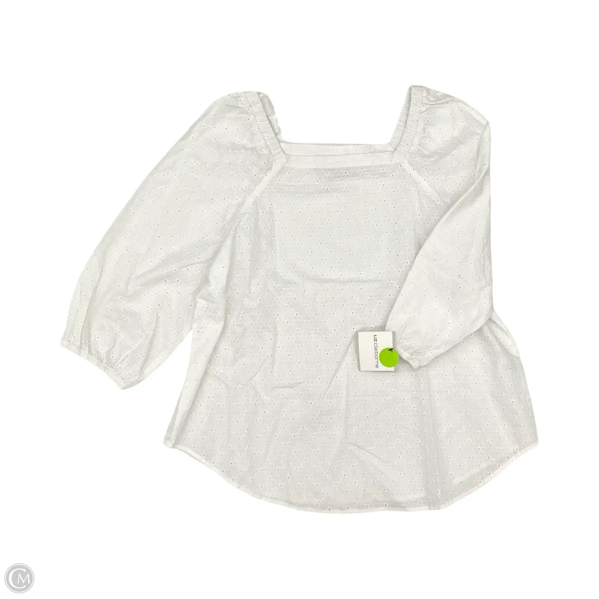 Blouse Long Sleeve By Liz Claiborne In White, Size: L