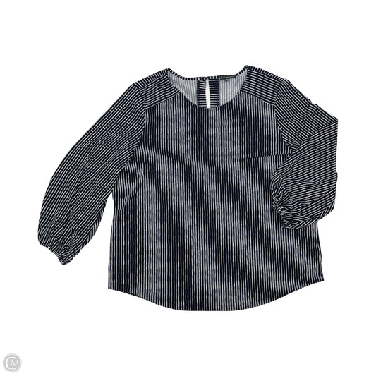 Blouse Long Sleeve By Adrianna Papell In Blue & White, Size: Xl