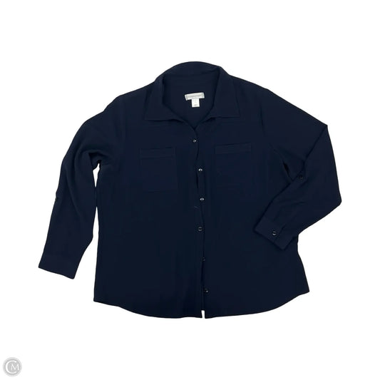 Blouse Long Sleeve By Christopher And Banks In Navy, Size: Xl