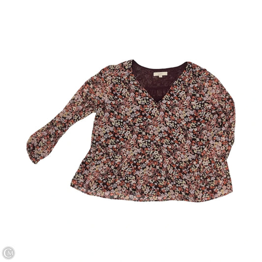 Blouse Long Sleeve By Loft In Floral Print, Size: Xl