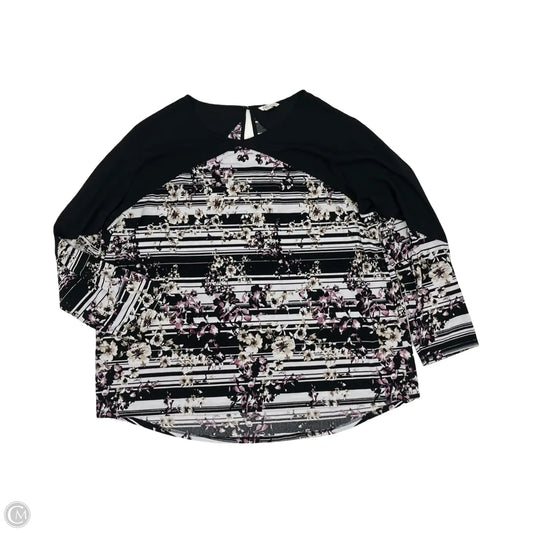 Blouse Long Sleeve By Cato In Black & White, Size: 3x