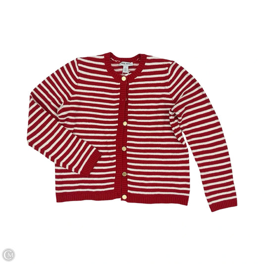 Sweater Cardigan By Nine West In Red & White, Size: L