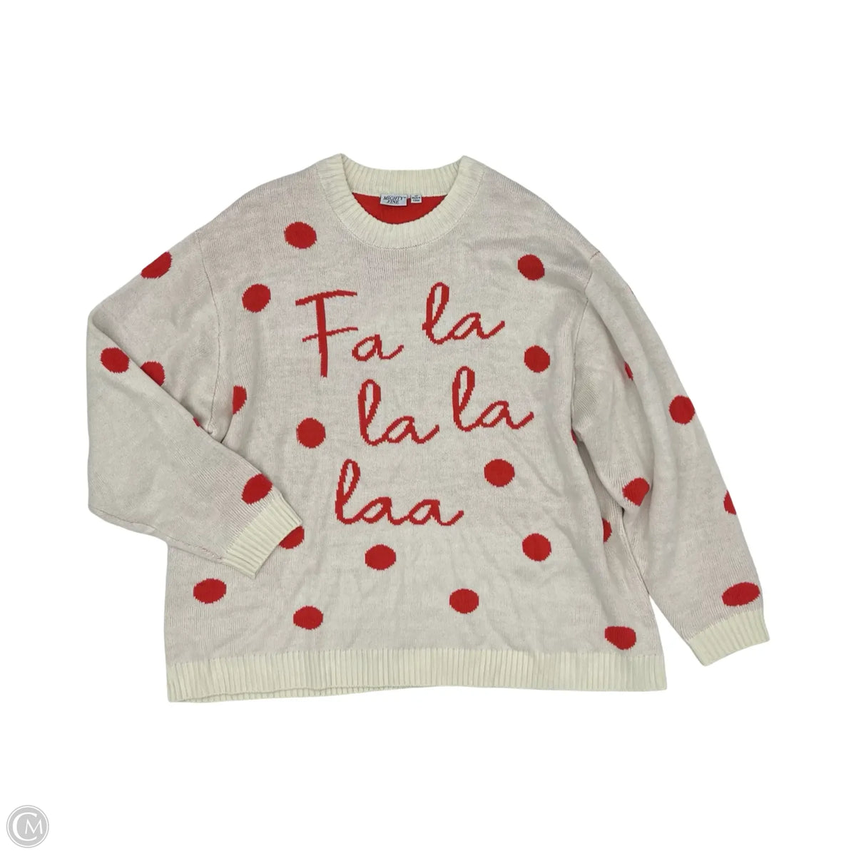 Sweater By Mighty Fine In Cream & Red, Size: 2x