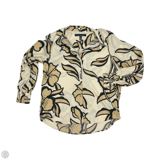 Blouse Long Sleeve By White House Black Market In Black & Tan, Size: Xs