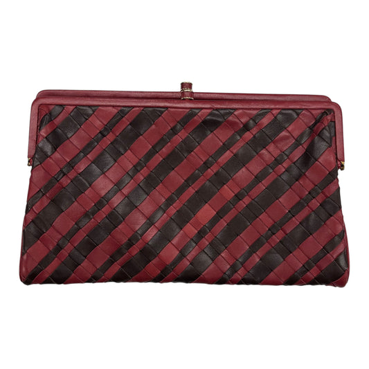 Clutch Luxury Designer By Bottega Veneta In Black & Red, Size:Medium