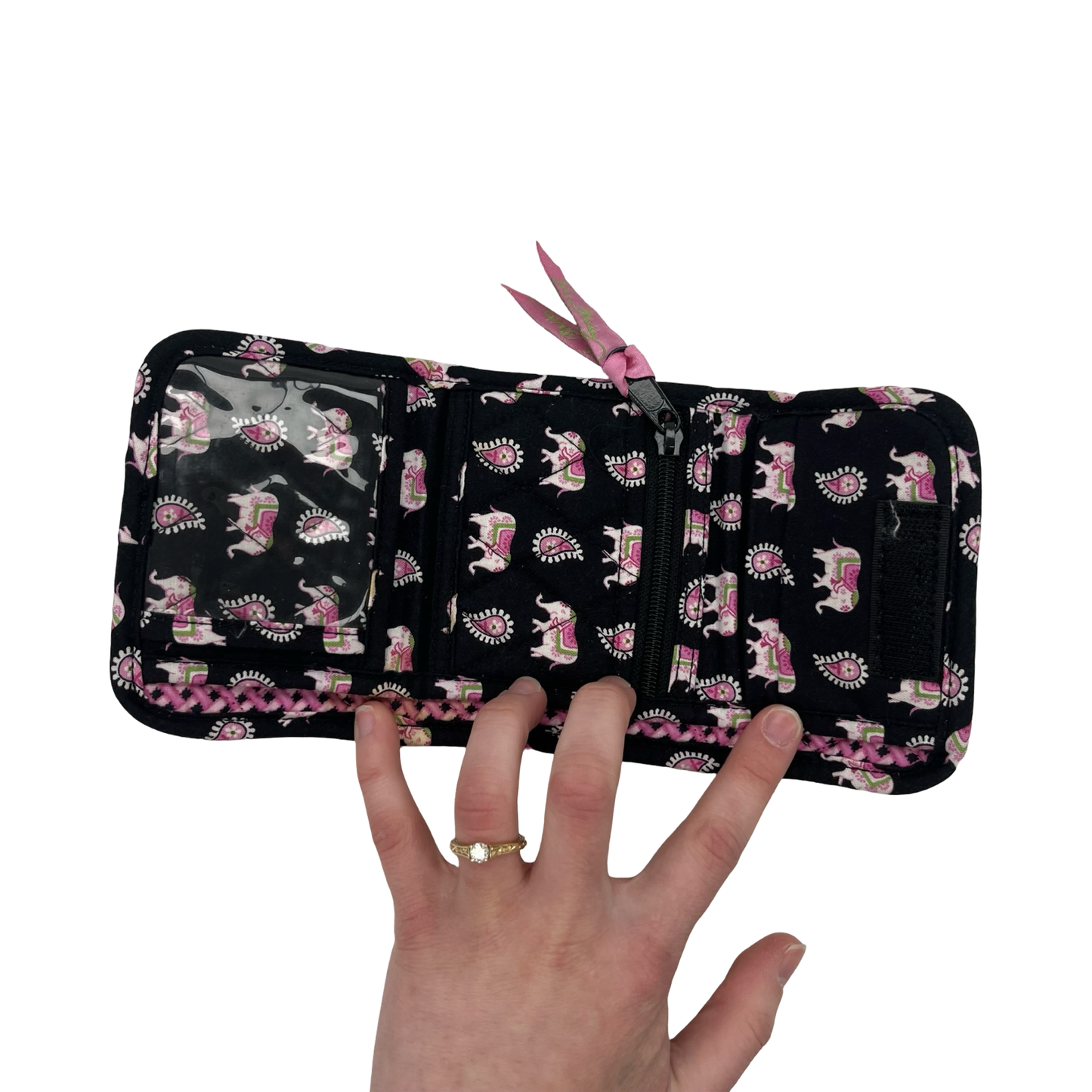 Wallet By Vera Bradley In Black & Pink, Size:Small