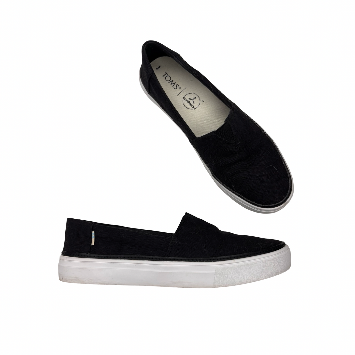 Shoes Flats By Toms In Black & White, Size:8
