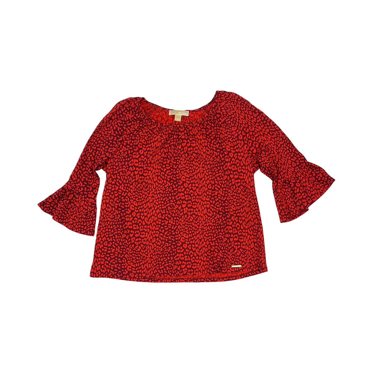 Top 3/4 Sleeve Designer By Michael Kors In Animal Print, Size:L
