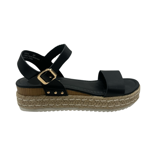 Sandals Heels Platform By Cushionaire In Black & Tan, Size:9
