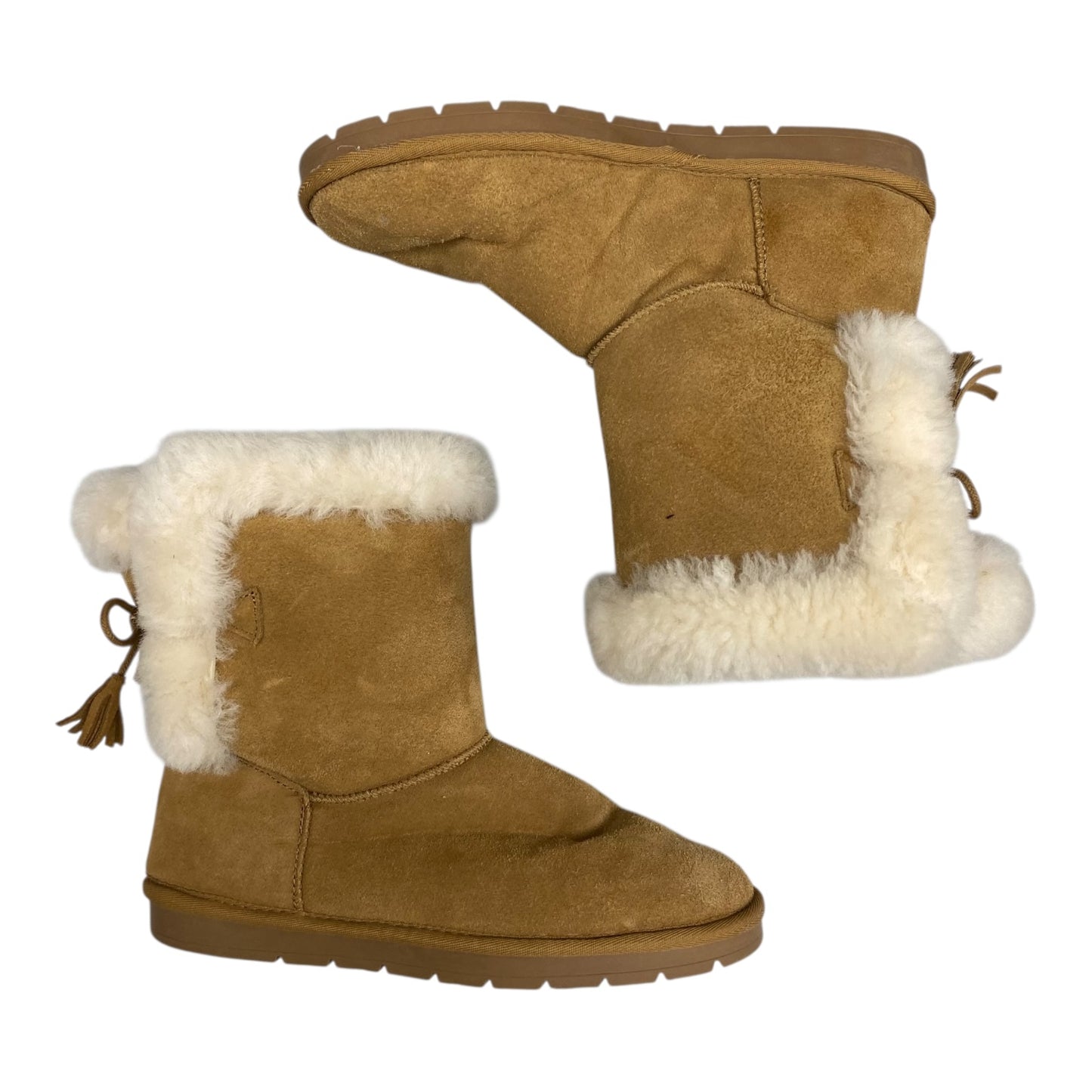 Boots Leather By Clothes Mentor In Brown, Size:8